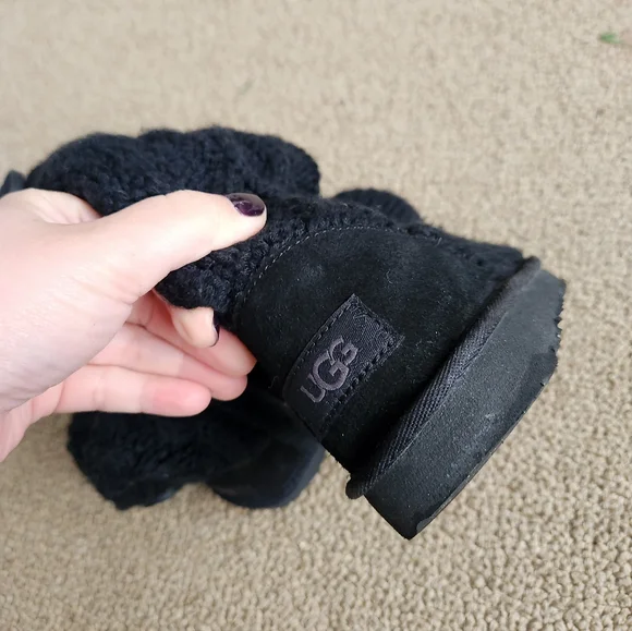 UGG Girl Black Knit Tall Boots